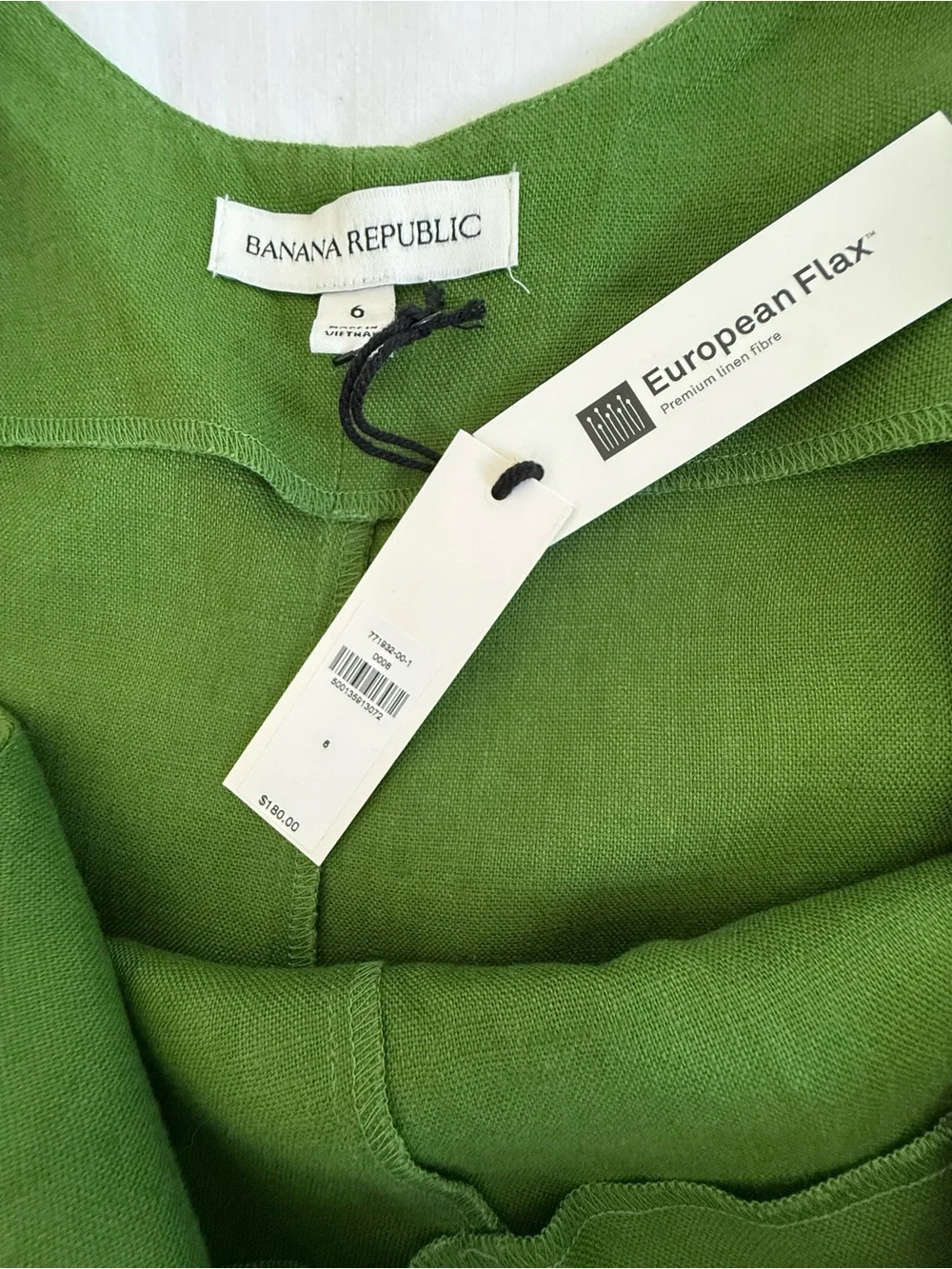 Banana Republic 100% European Linen Wide Leg Jumpsuit Green NWT Sz 6